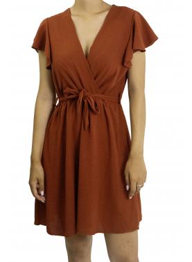 Vestito corto con fiocco scollo a V